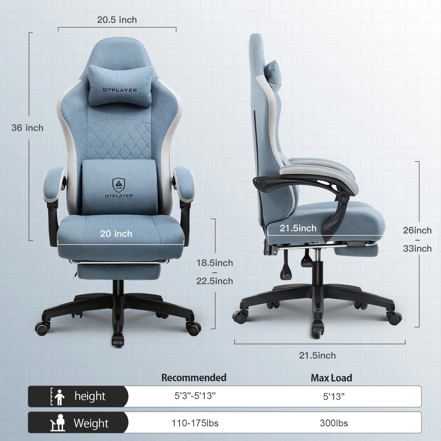 GTPLAYER Gaming Chair Pocket Spring Cushion With Armrests