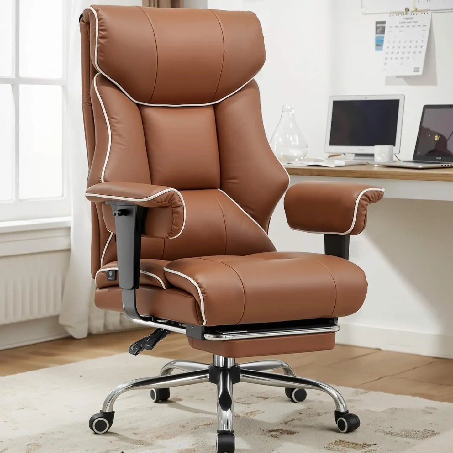 COMHOMA Leather High Back Ergonomic Office Chair Lumbar