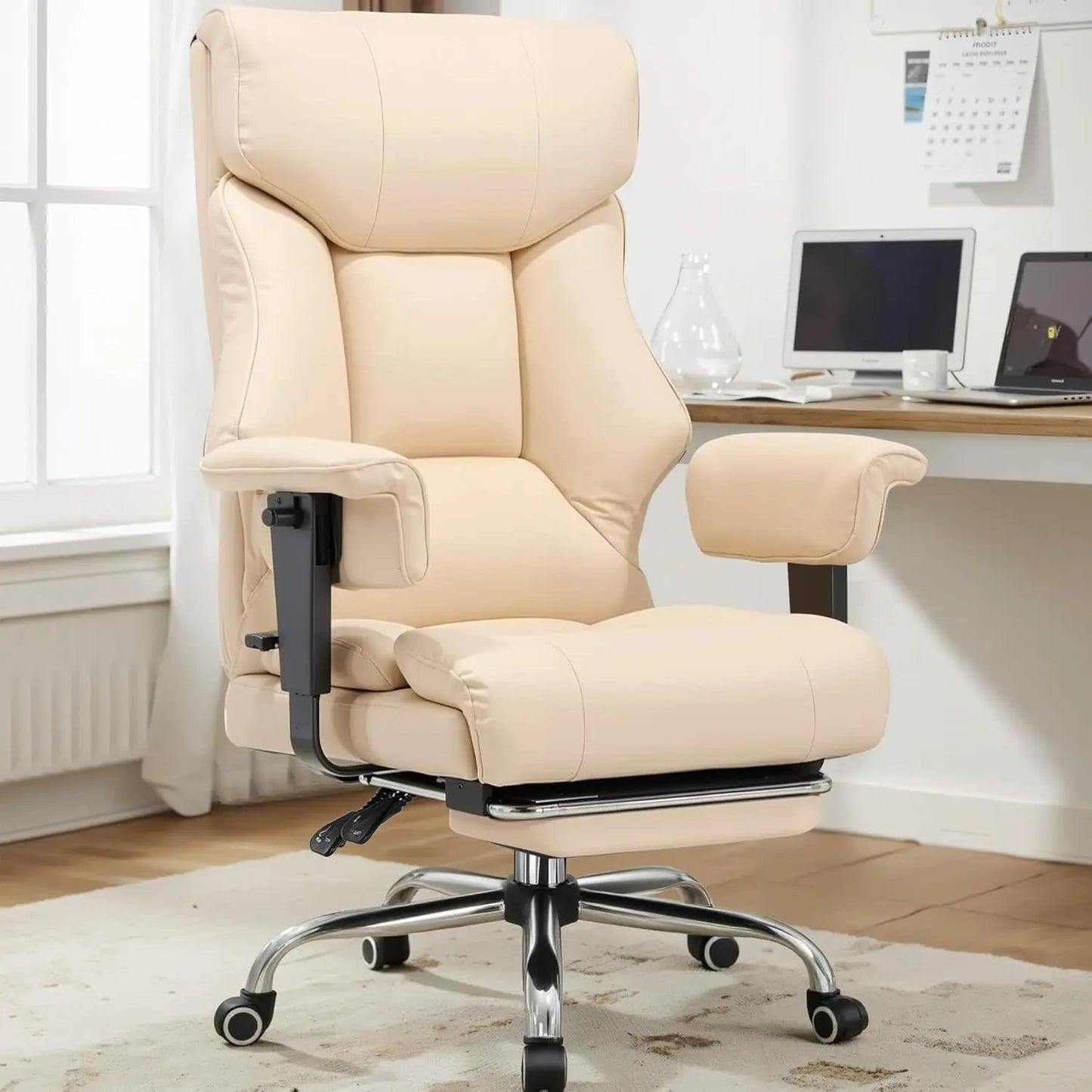 COMHOMA Leather High Back Ergonomic Office Chair Lumbar