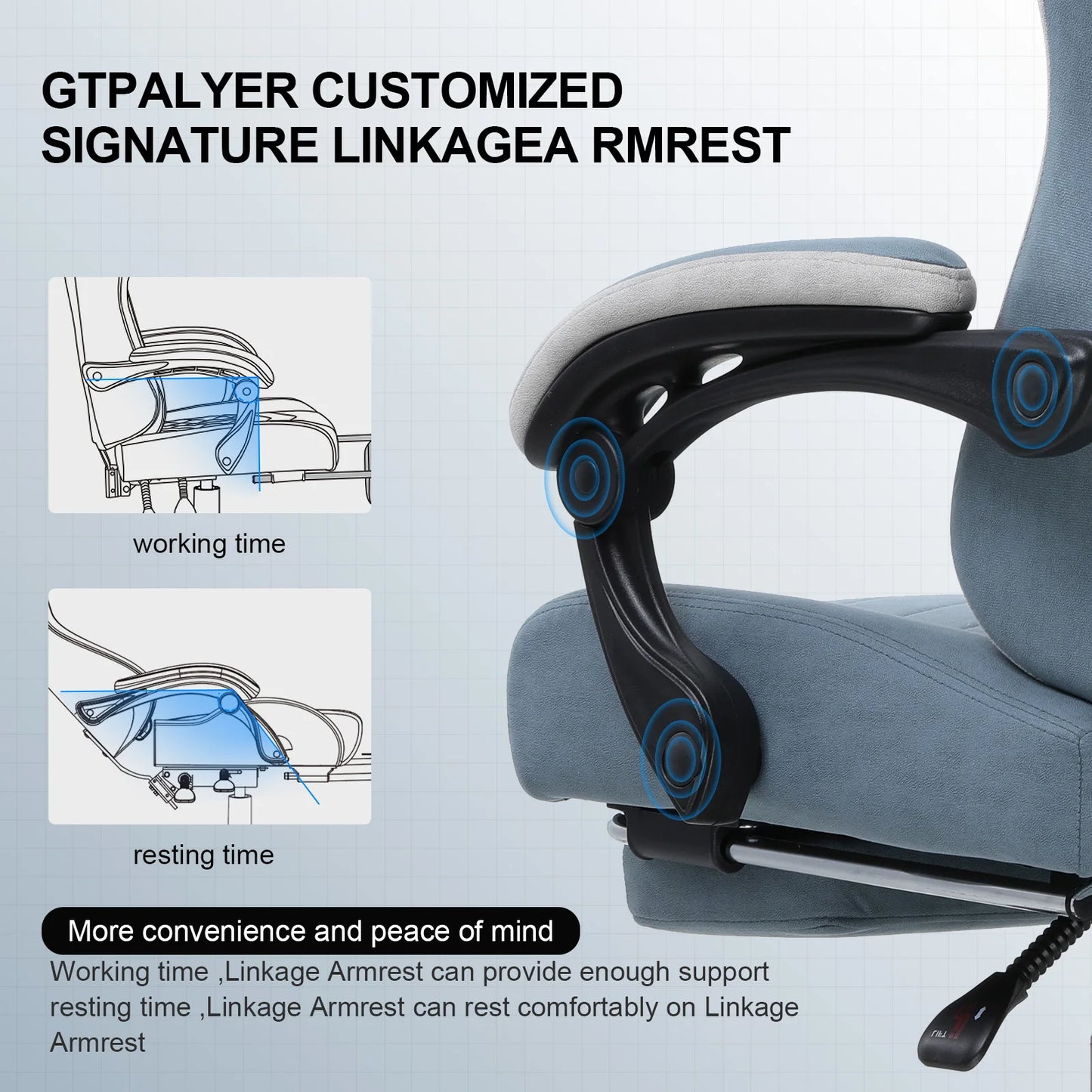 GTPLAYER Gaming Chair Pocket Spring Cushion With Armrests
