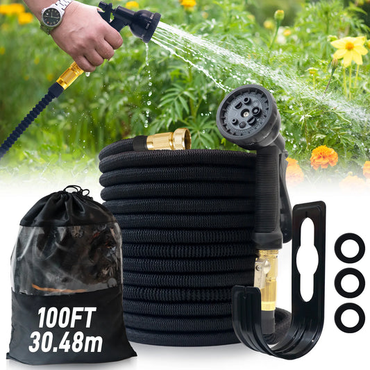 25ft/100ft Expandable Garden Hose With Nozzle, Lightweight & Durable, No-Kink Flexible Hose For Car Washing, Outdoor Watering