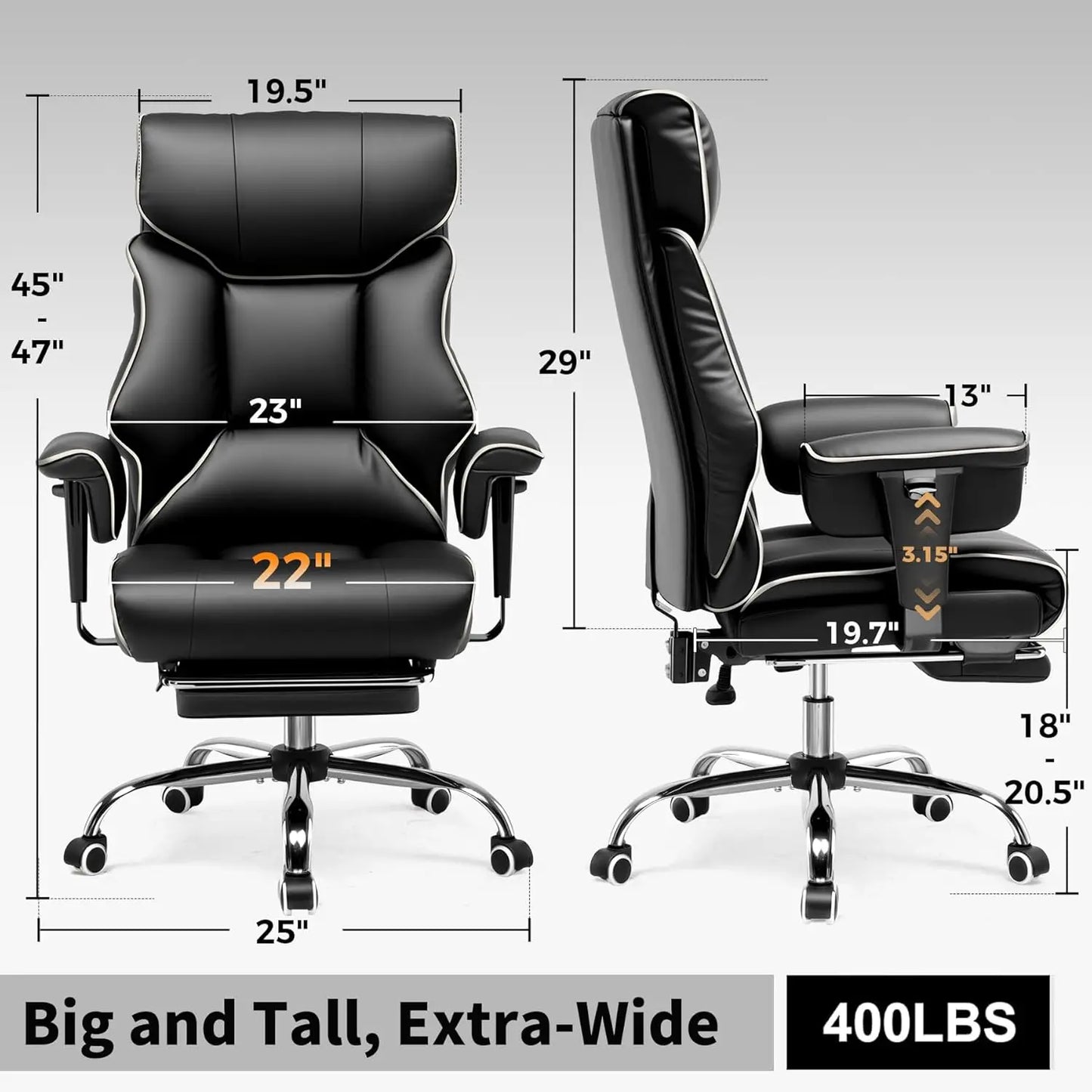 COMHOMA Leather High Back Ergonomic Office Chair Lumbar