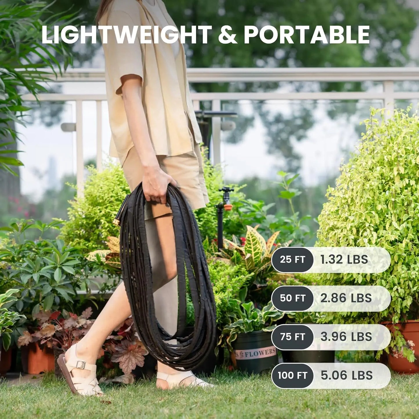 Giraffe Tools Garden Hose Lightweight Kink Free 9 Spray Nozzle