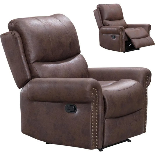 BestMassage Recliner Chair Reclining Recliner Sofa Couch Sofa Palomino Fabric Home Theater Seating Manual Recliner Motion