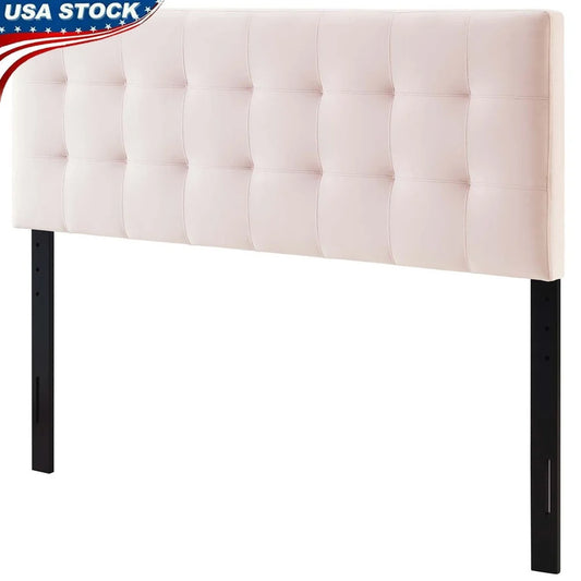 Lily Biscuit Tufted Velvet Headboard Full Adjustable Height Padded Upholstered Stain Resistant Bedroom Guest Room Essential