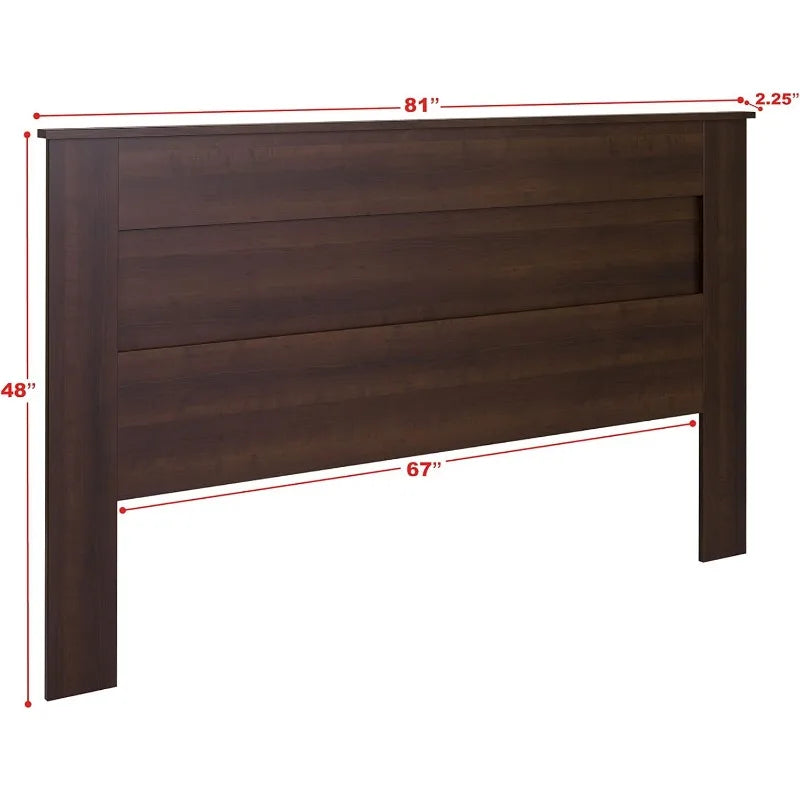 Prepac Stylish Flat Wood Panel King Size Headboard Espresso Finish 81 Inches Wide 48 Inches High