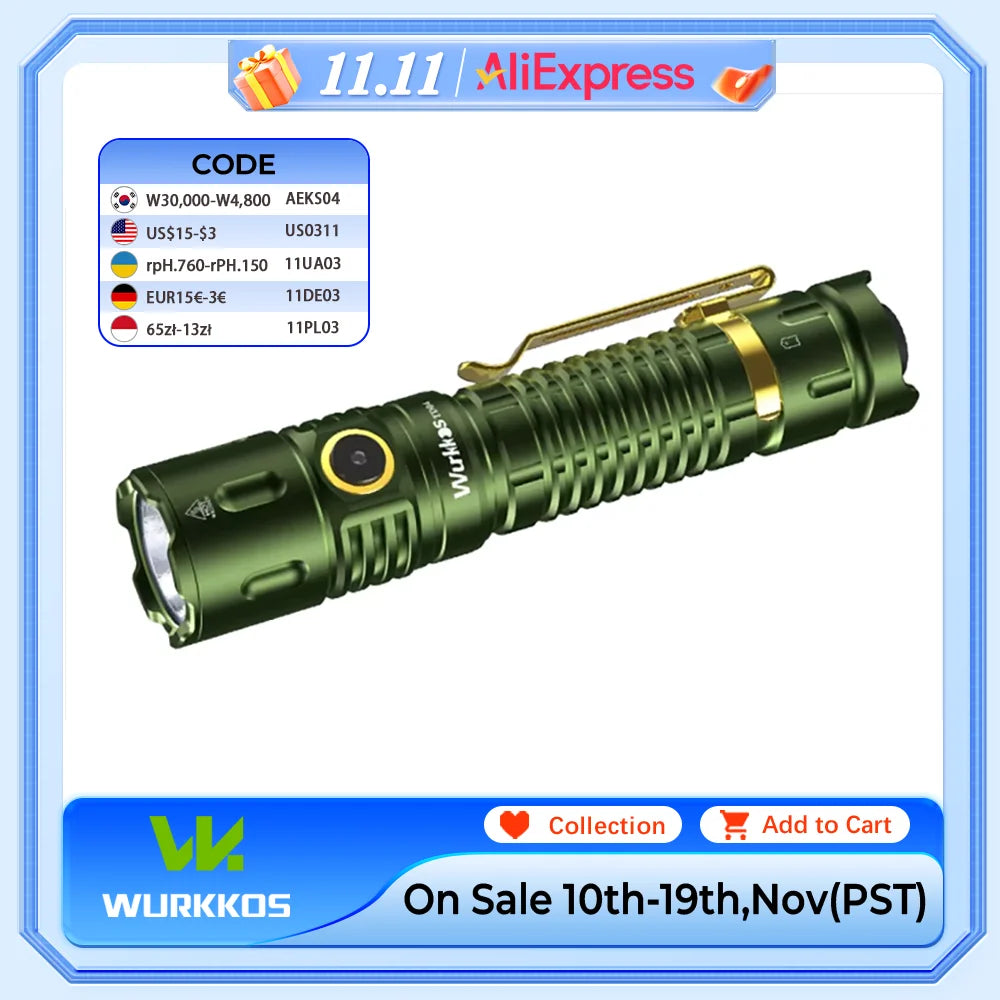 Wurkkos TD04 Rechargeable Tactical Flashlight XHP50D