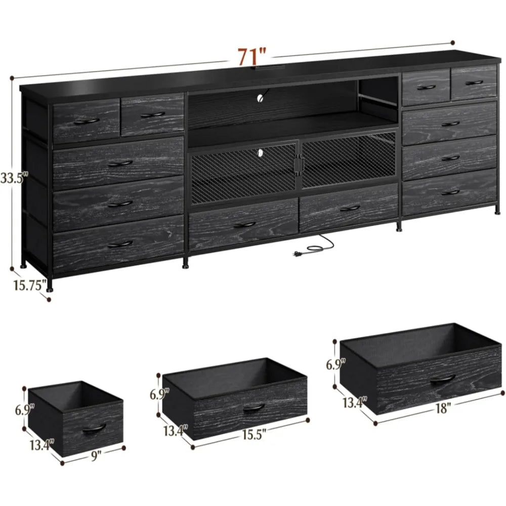 ZHUXIANG TV Stand With LED Lighting And Charging Station