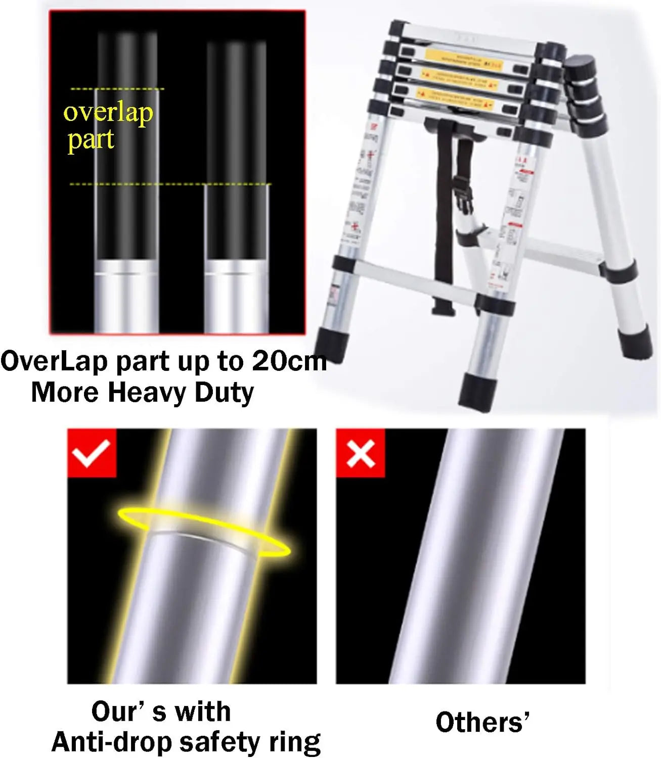 DayPlus Telescopic Aluminum Ladder Five And Six Step Extendable