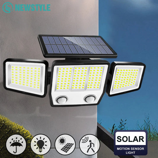 Newstyle 3 Head Solar Motion Sensor Lights Garden Yard