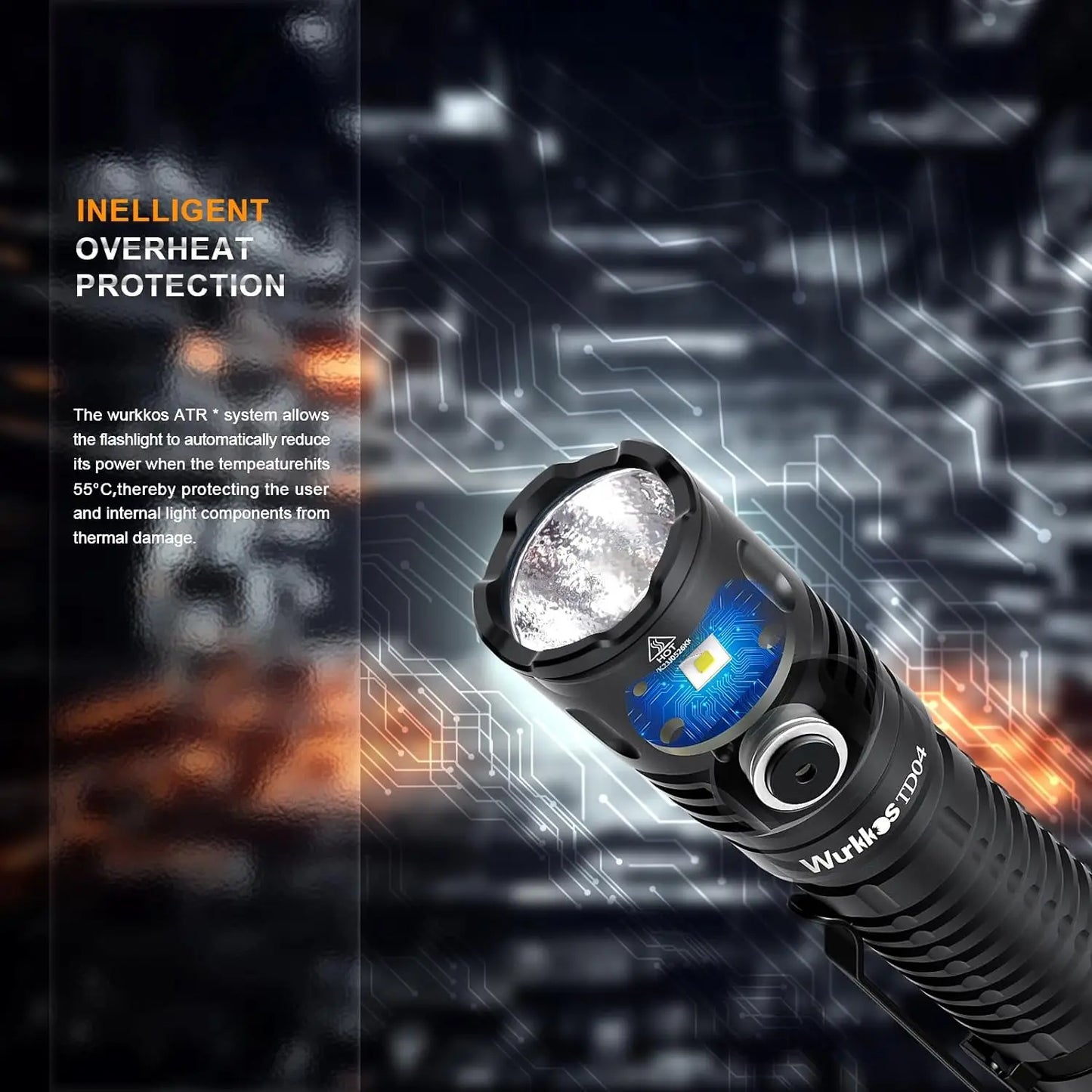 Wurkkos TD04 Rechargeable Tactical Flashlight XHP50D