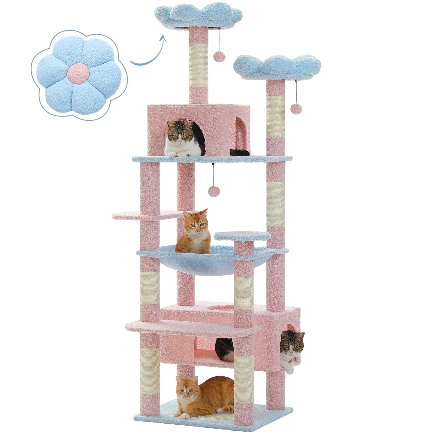 PETEPELACN Cat Tree Tower Indoor Scratching Post Hammock