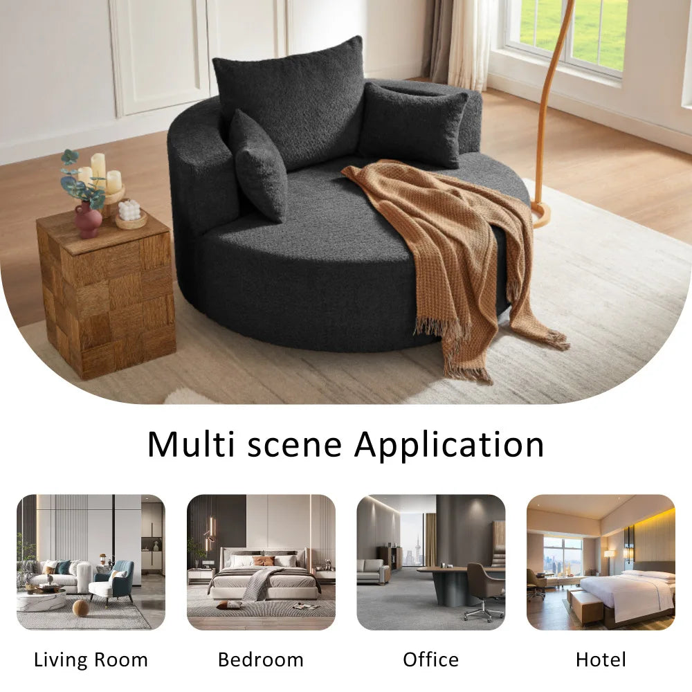 Filler 360 Degree Swivel Barrel Chair With Pillows Included