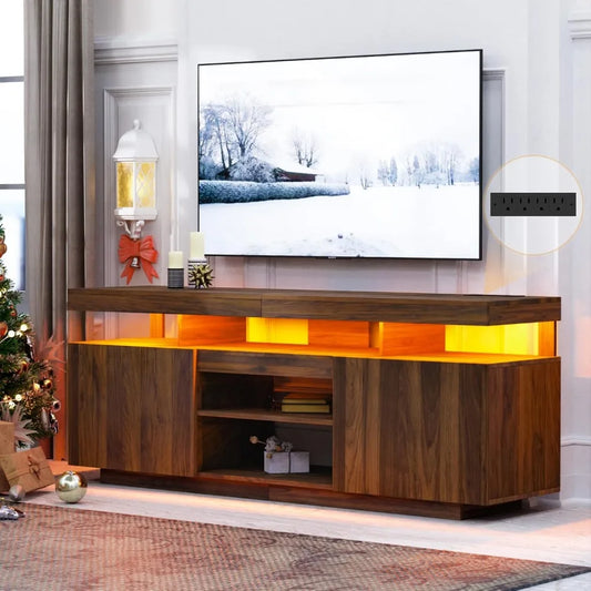 ZUIYU Modern LED TV Stand with Power Outlets