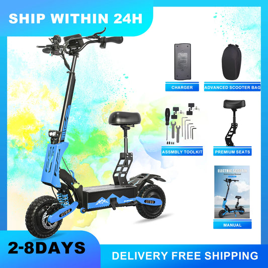 GT08 Electric Scooter With Seat Dual Motors 46 MPH Off Road