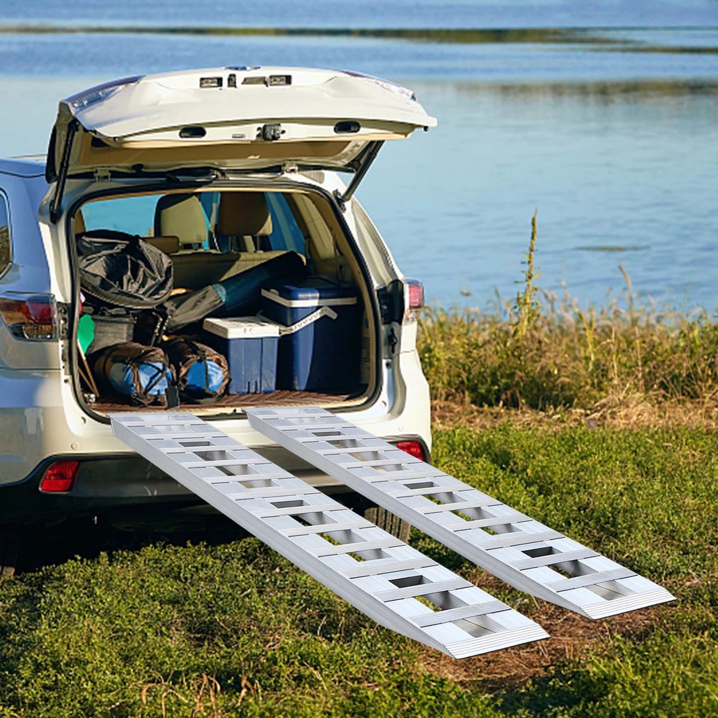 Aluminum Motorcycle Trailer Ramps 3.08t Loading Pair
