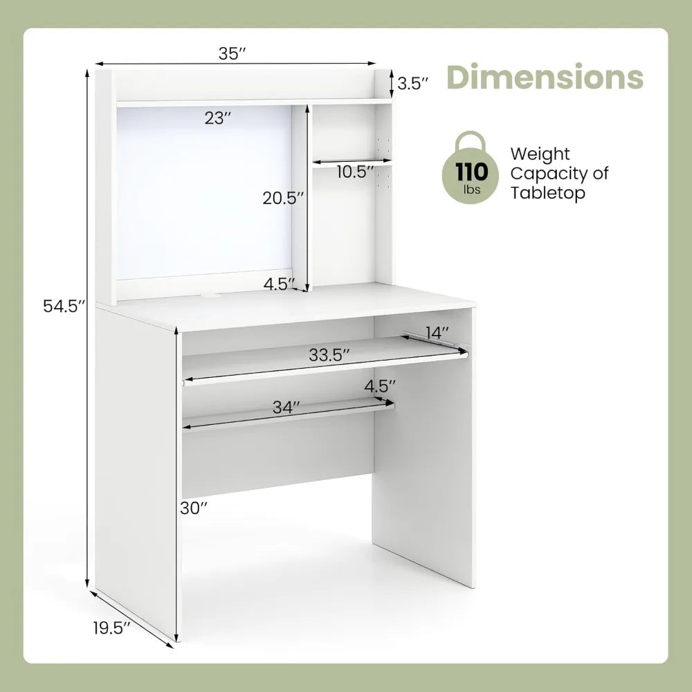 LZJV Modern Computer Desk with Hutch and Bookshelf