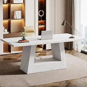 Executive Office Desk With Sturdy Wooden Frame For Study