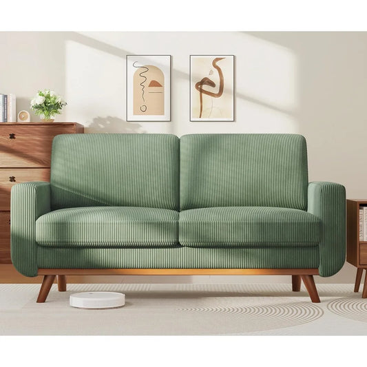 Comfy Corduroy Loveseat with Deep Seat and Solid Wood Frame