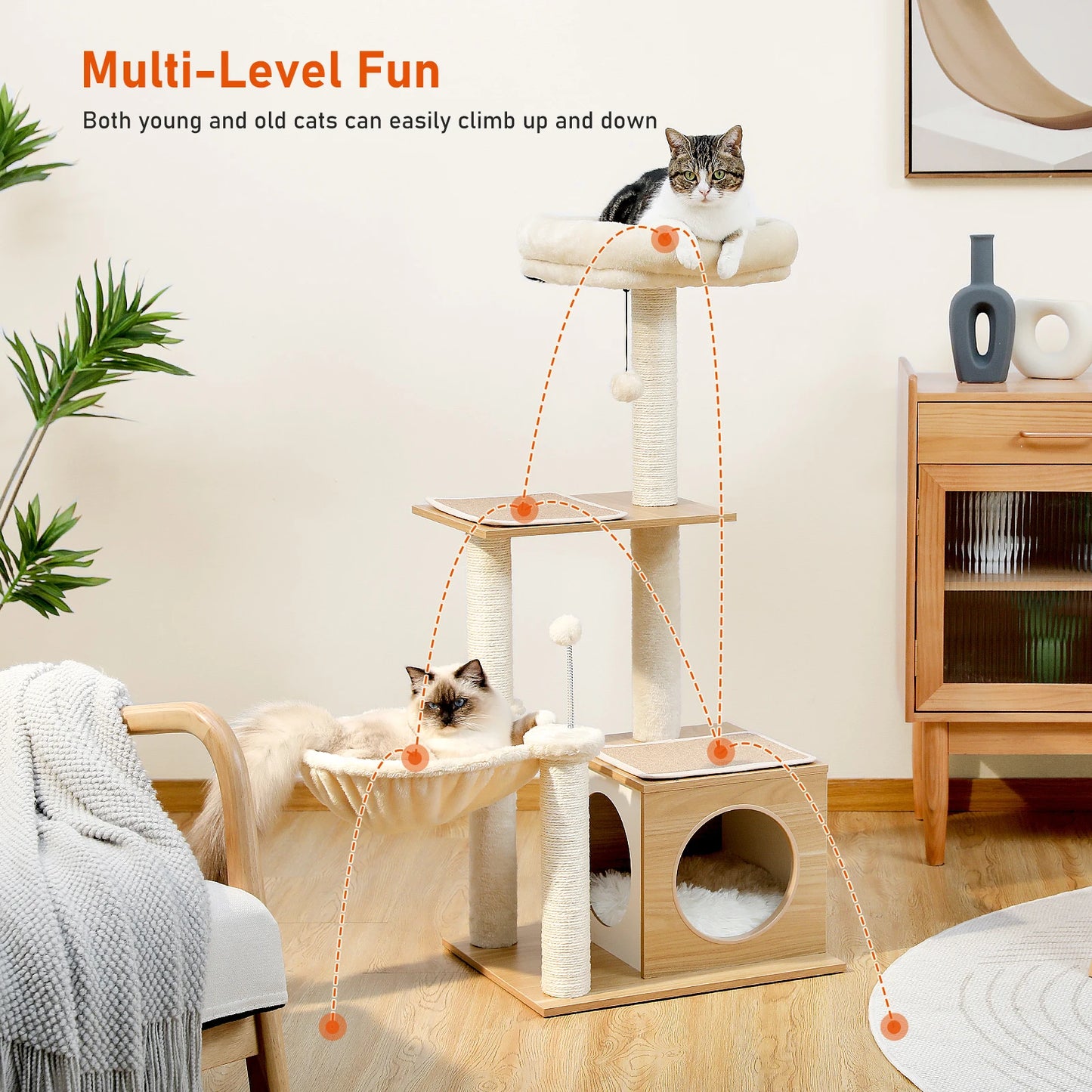 PAWZ Road Multi-Level Wood Cat Tree