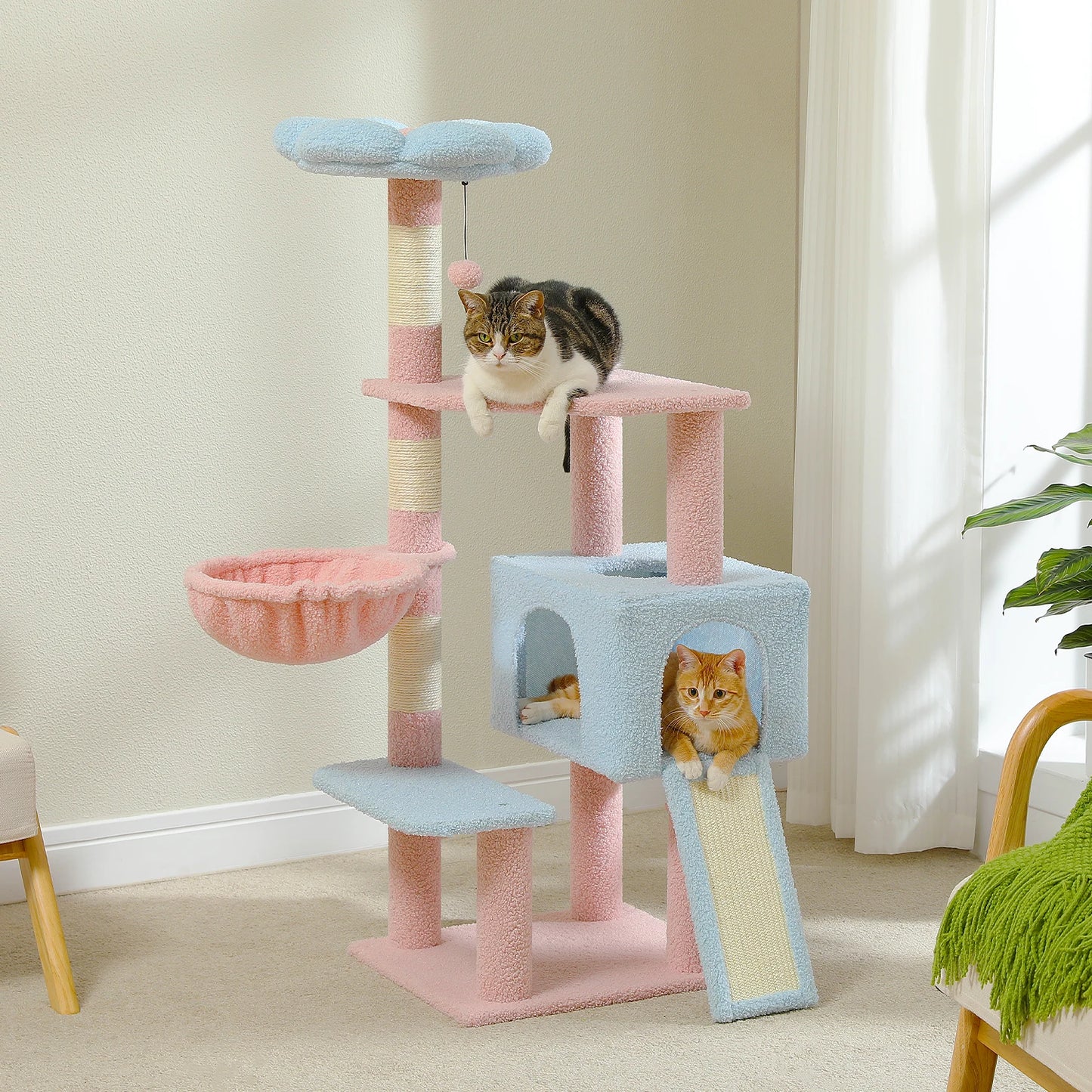 PEQULTICN Flower Cat Tree FourTier Cat Tower Indoor Condo