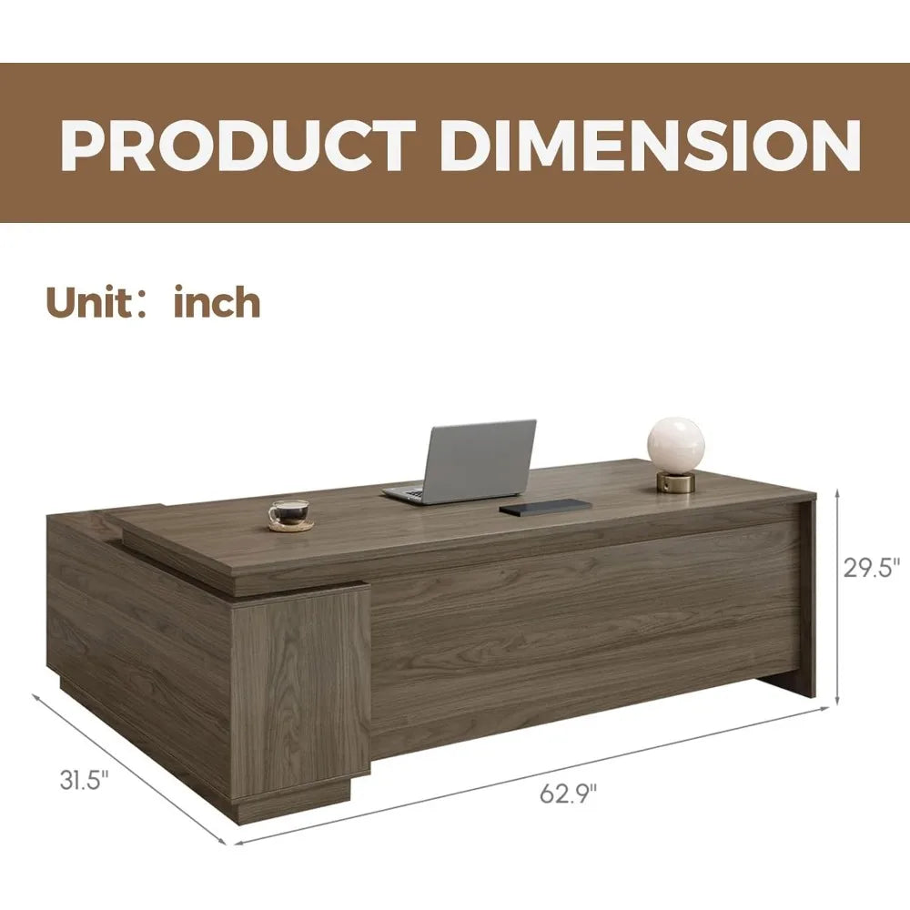 Huanzhuang L Shaped Executive Desk With Reversible Cabinets