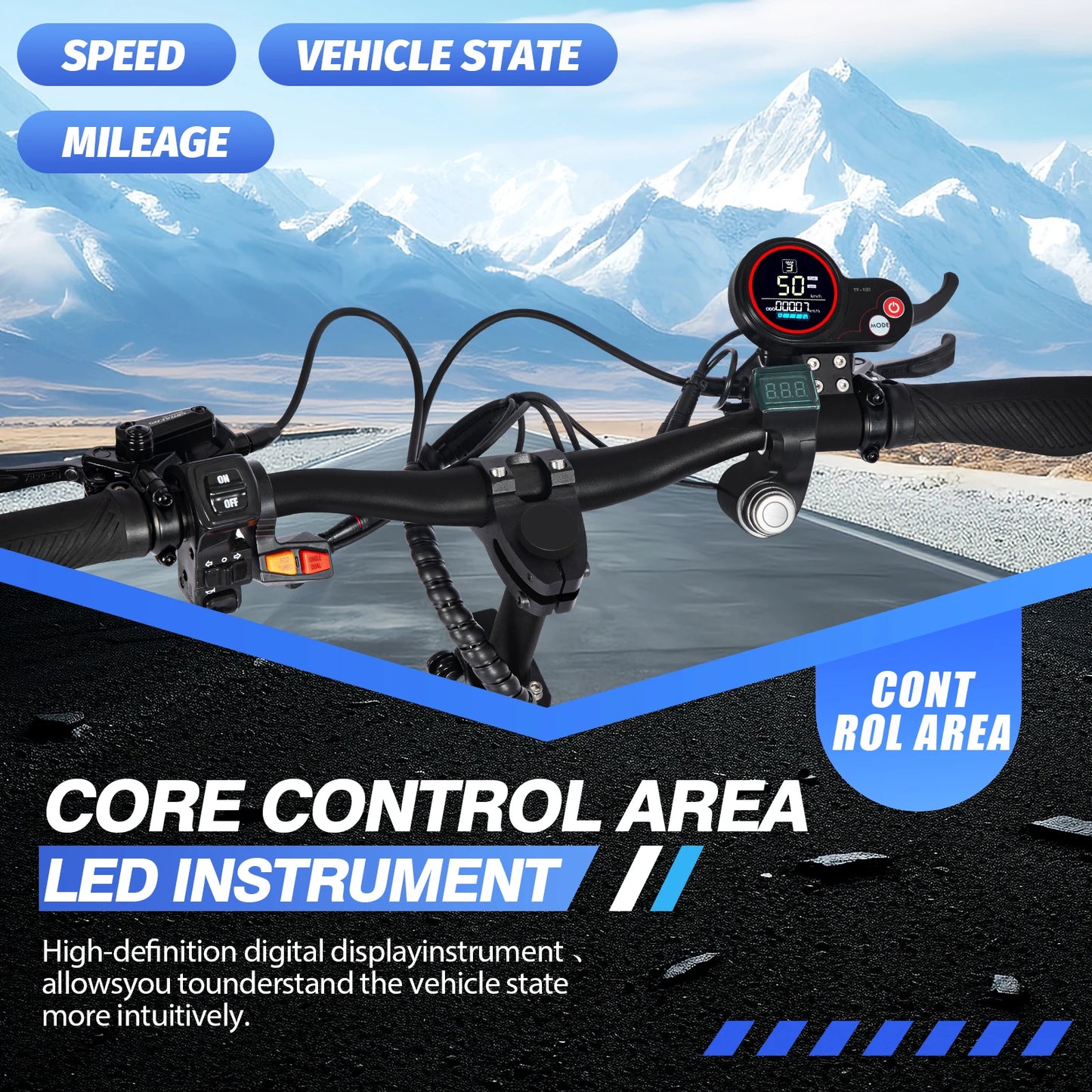 6000W High Power Foldable Electric Scooter 60V 38Ah