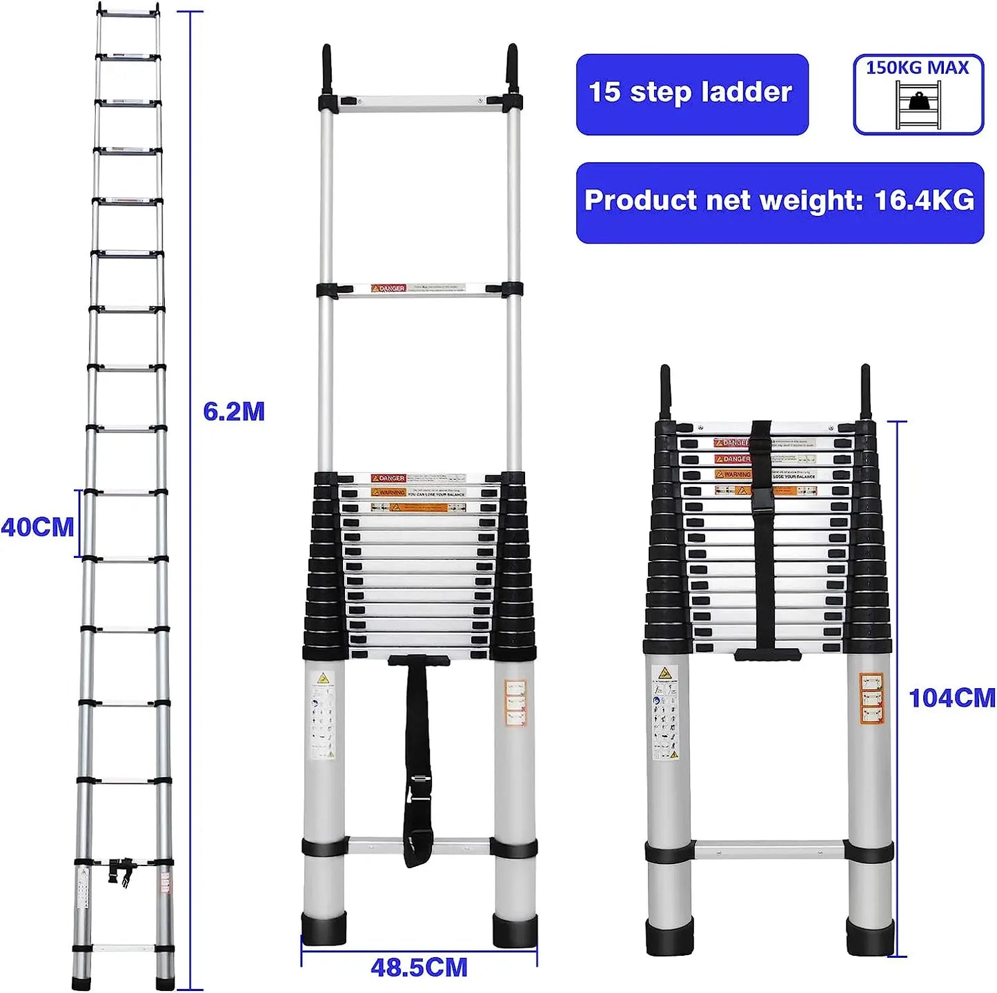 DayPlus Telescoping Extension Ladder With Detachable Hook