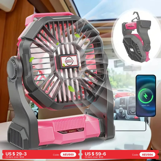 URGGU AllinOne Camping Fan With LED Lantern Rotating