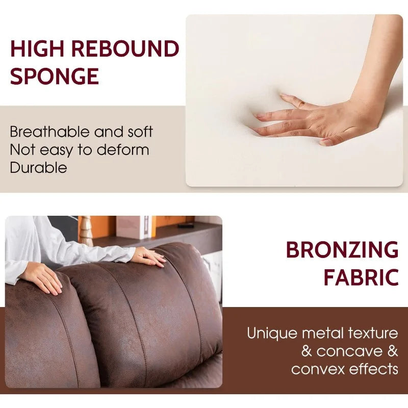 BestMassage Recliner Chair Reclining Recliner Sofa Couch Sofa Palomino Fabric Home Theater Seating Manual Recliner Motion