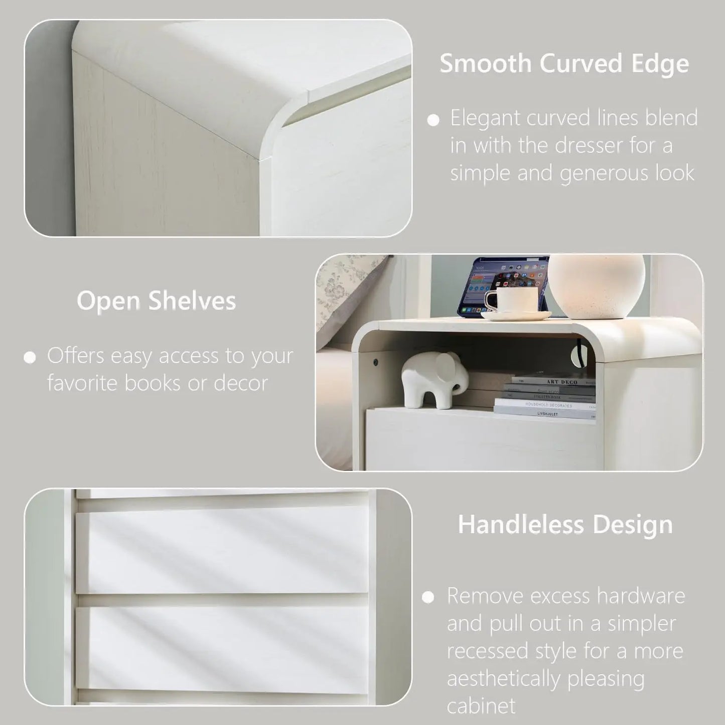 GYROOR Nightstand With Charging Station And Drawers