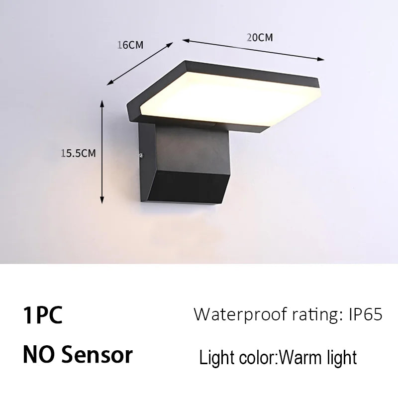 RTONTR Outdoor LED Wall Lamp IP65 Sensor Courtyard Garden