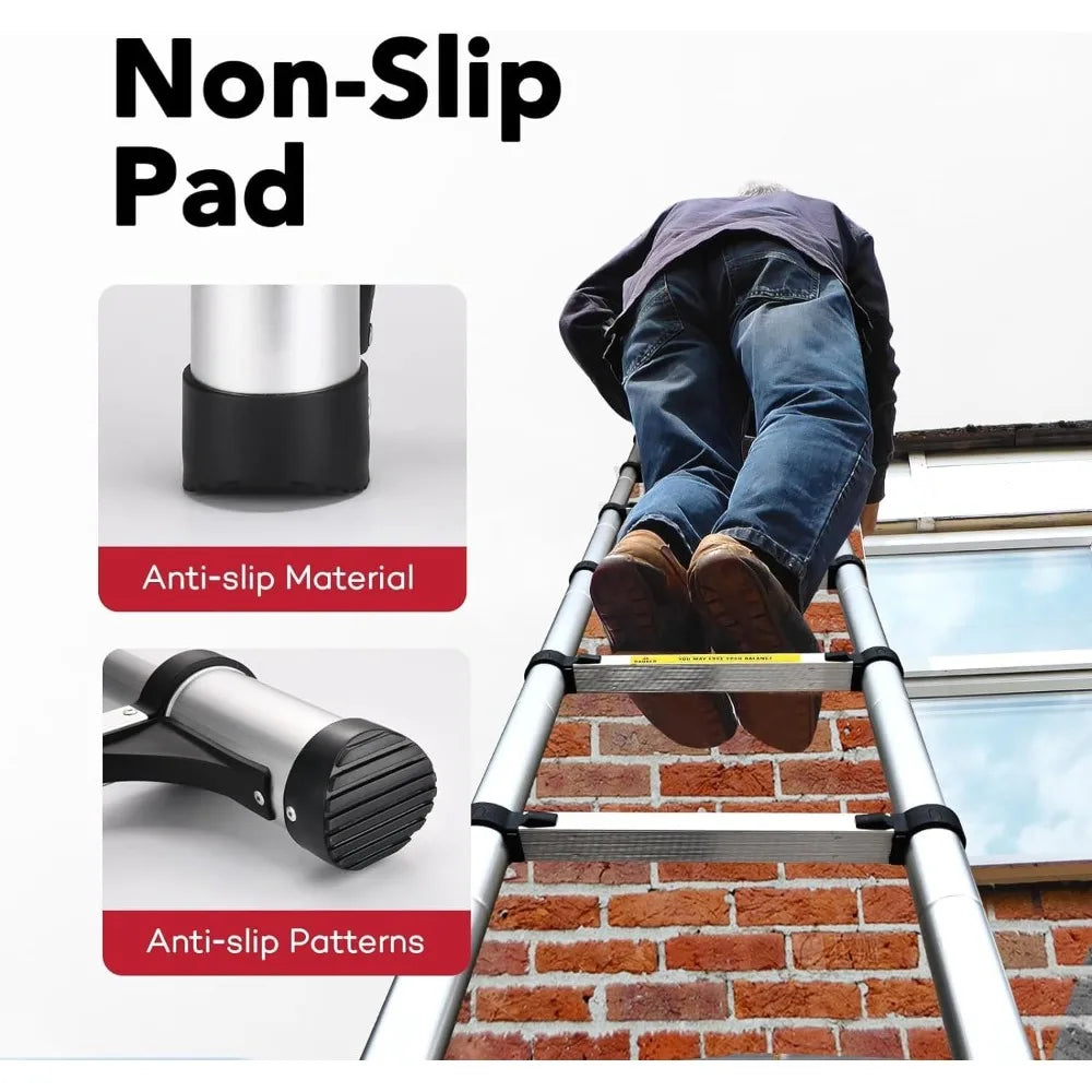 Telescoping A Frame Aluminum Ladder For Outdoor Use