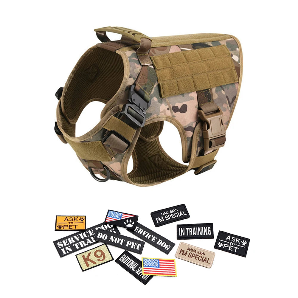 PETRAVELCN Military Large Dog Harness Vest Patches Set