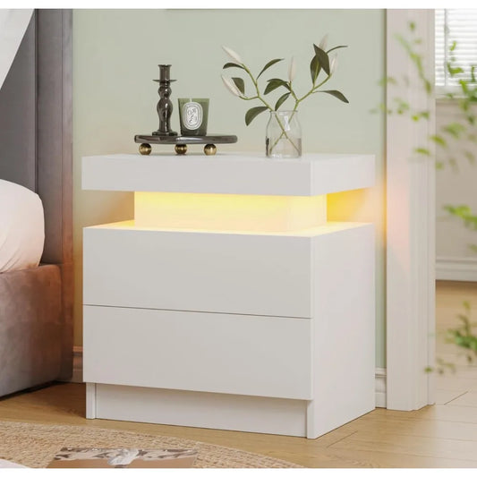ANGDUO Modern Nightstand With 2 Wood Drawers For Bedroom