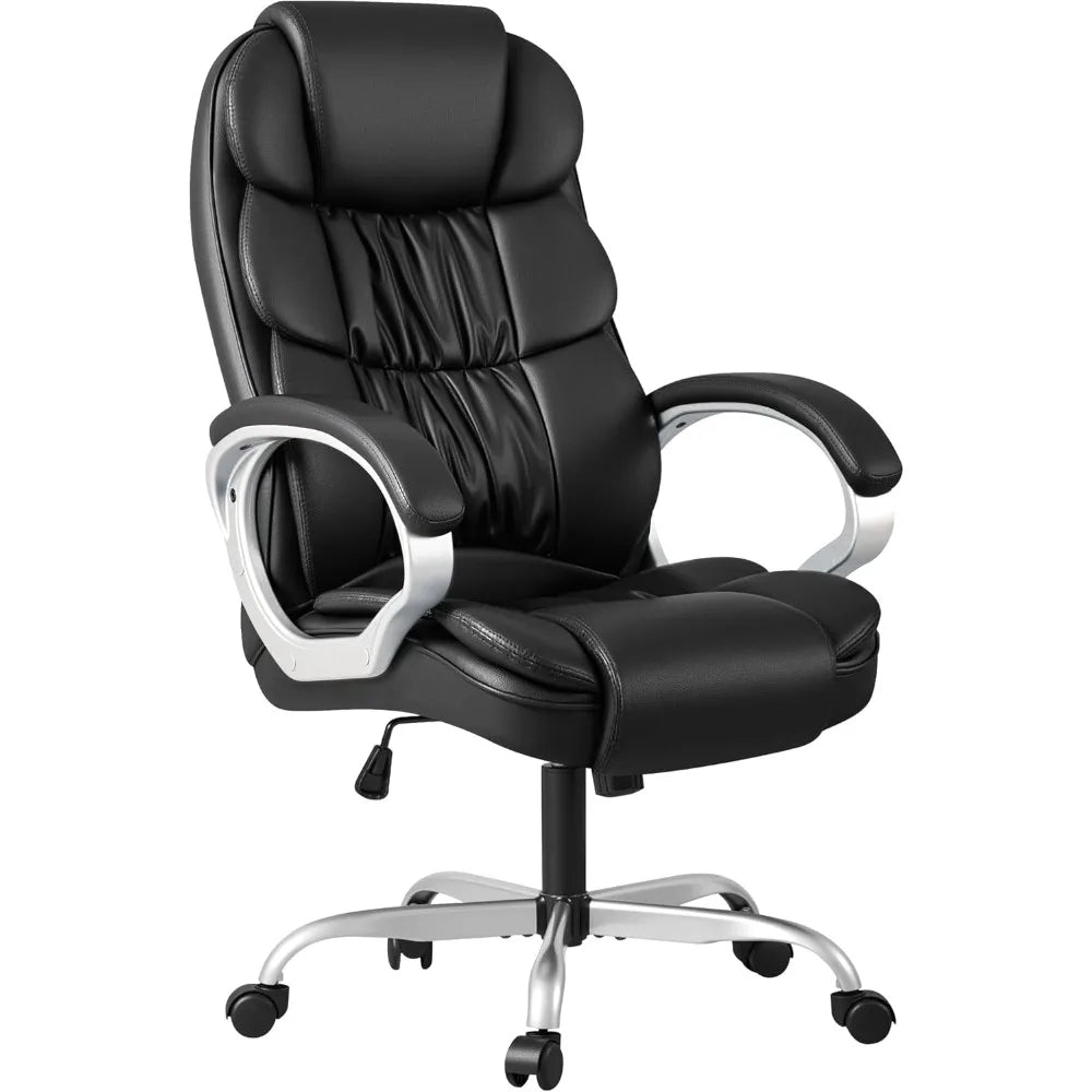 PU Leather High Back Desk Chair With Adjustable Armrests