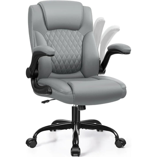 LZJV Ergonomic PU Leather Office Chair With 360 Swivel