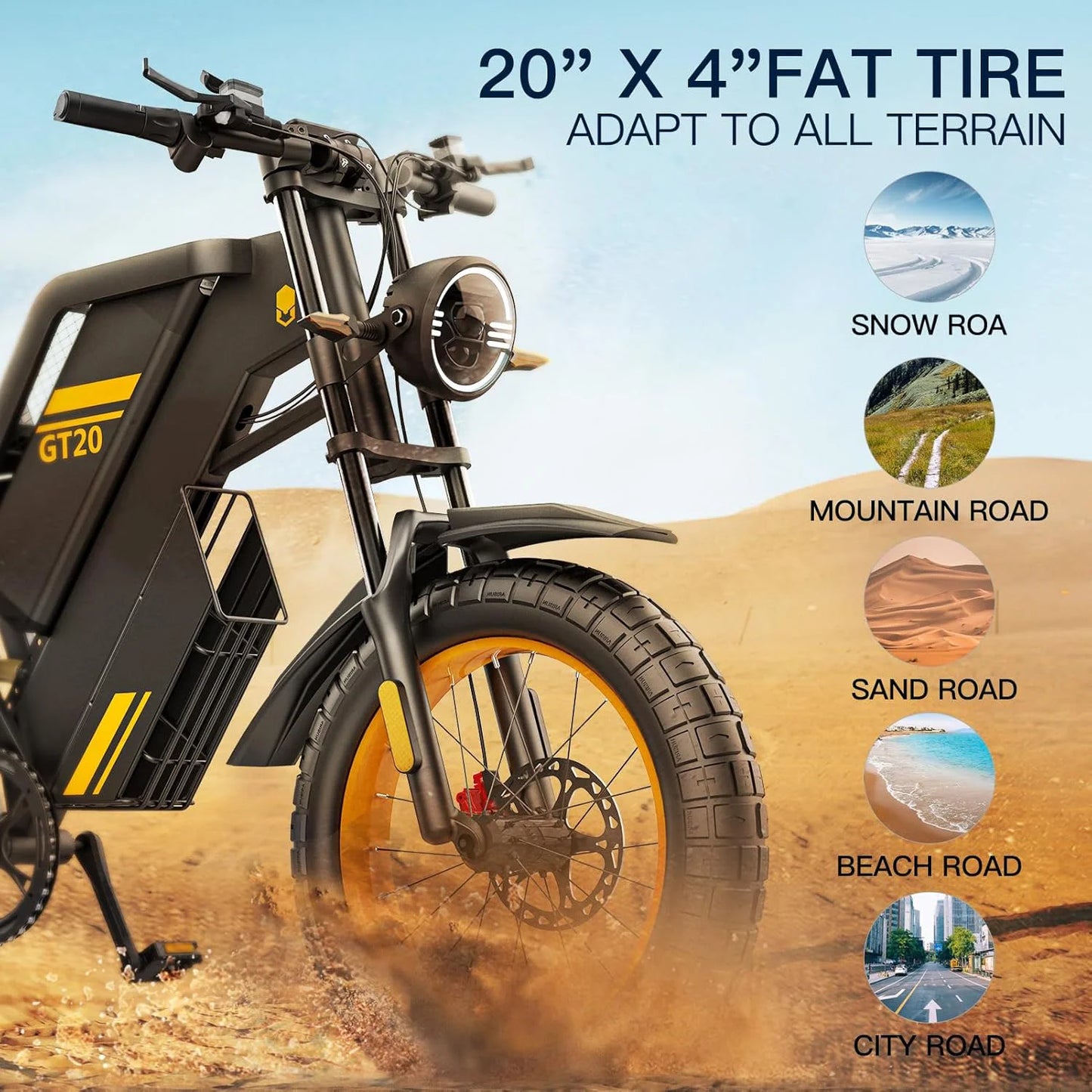 Max Speed Electric Fat Tire Ebike 3000W Removable Battery
