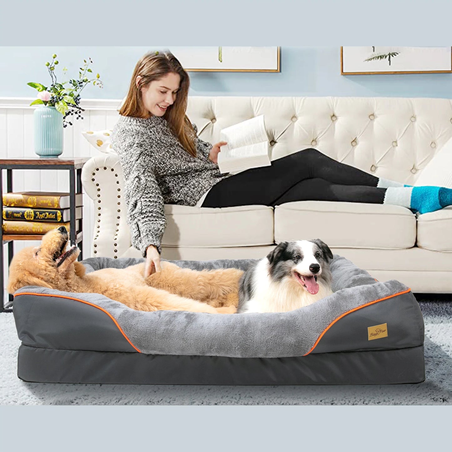 BINGOPAWCN Anti Allergy Waterproof Dog Bed With Removable Cover
