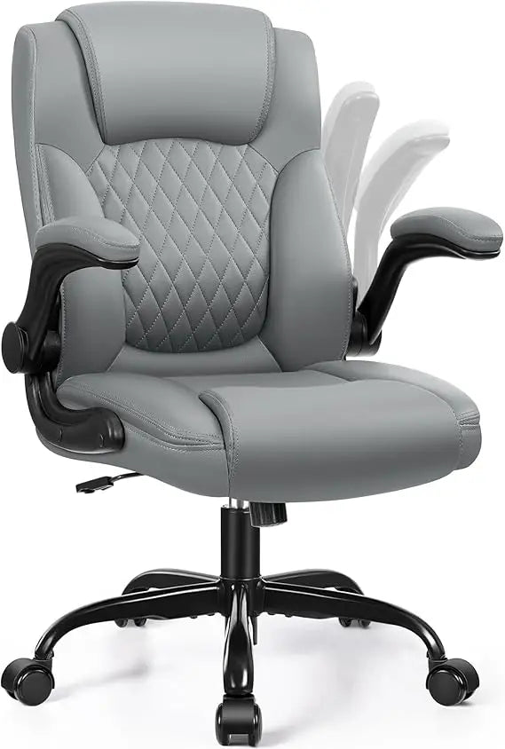 LZJV Ergonomic PU Leather Office Chair With 360 Swivel