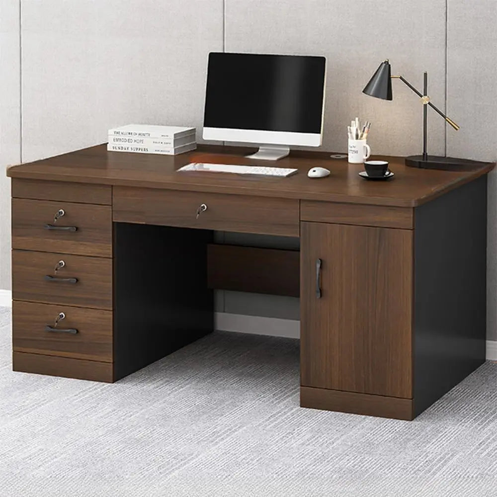 ZHUOTING Office Computer Desk With Locking Drawers Cord Management