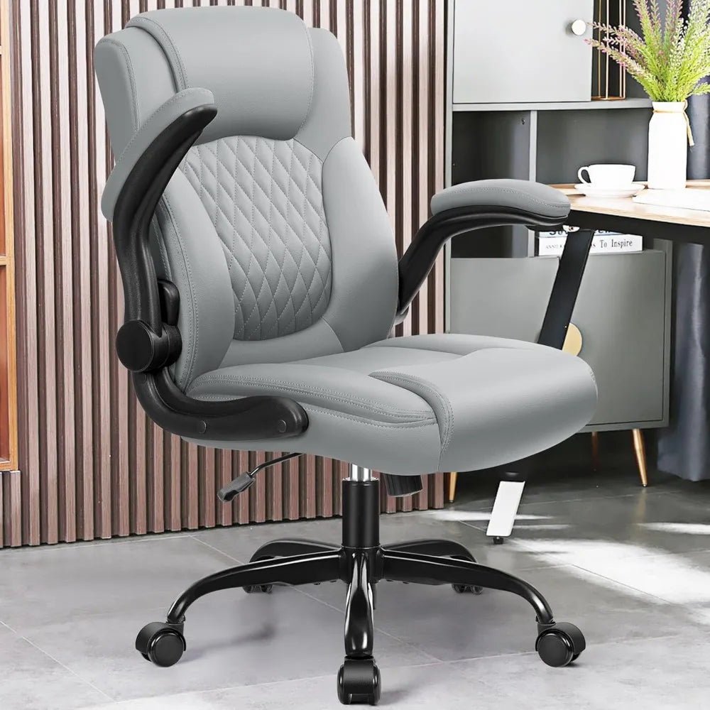 LZJV Ergonomic PU Leather Office Chair With 360 Swivel