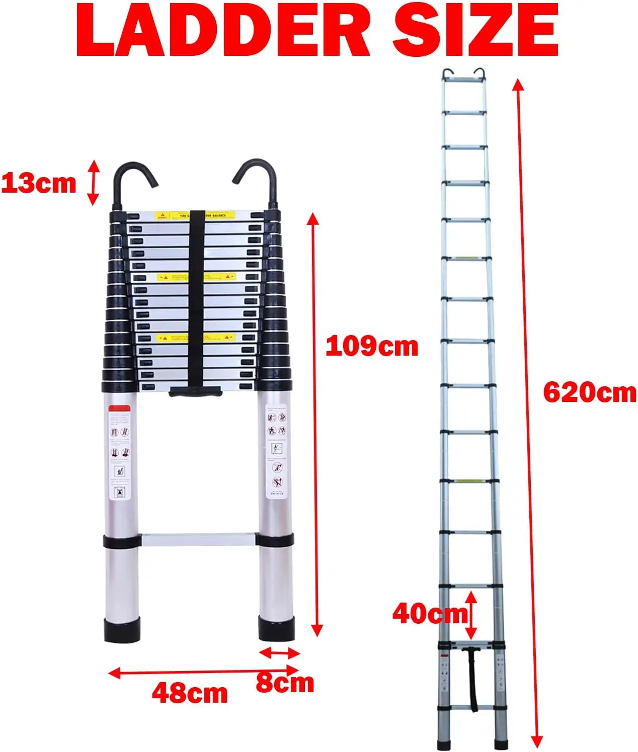 DayPlus Aluminum Telescopic Ladder With Detachable Hook