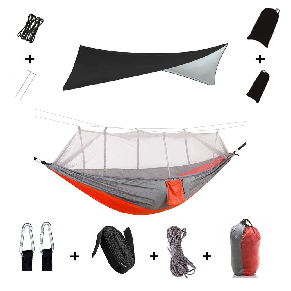 Anti Outdoor Camping Hammock With Mosquito Net And Rain Tent Equipment Shelters Camp Bed Survival Portable Hammock