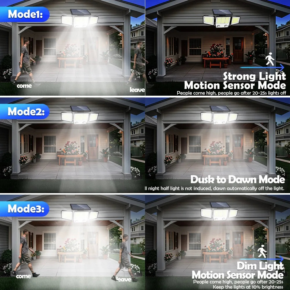 Newstyle 3 Head Solar Motion Sensor Lights Garden Yard