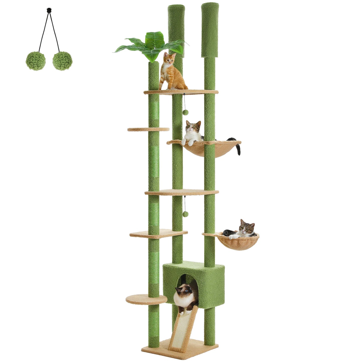 PAWZ Road Height Adjustable Wooden Cat Tree With Hammock
