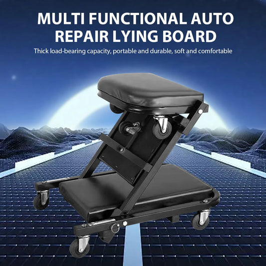 Folding Car Repair Stool Auto Maintenance Work Bench Chair with Wheels Roller Creeper Seat