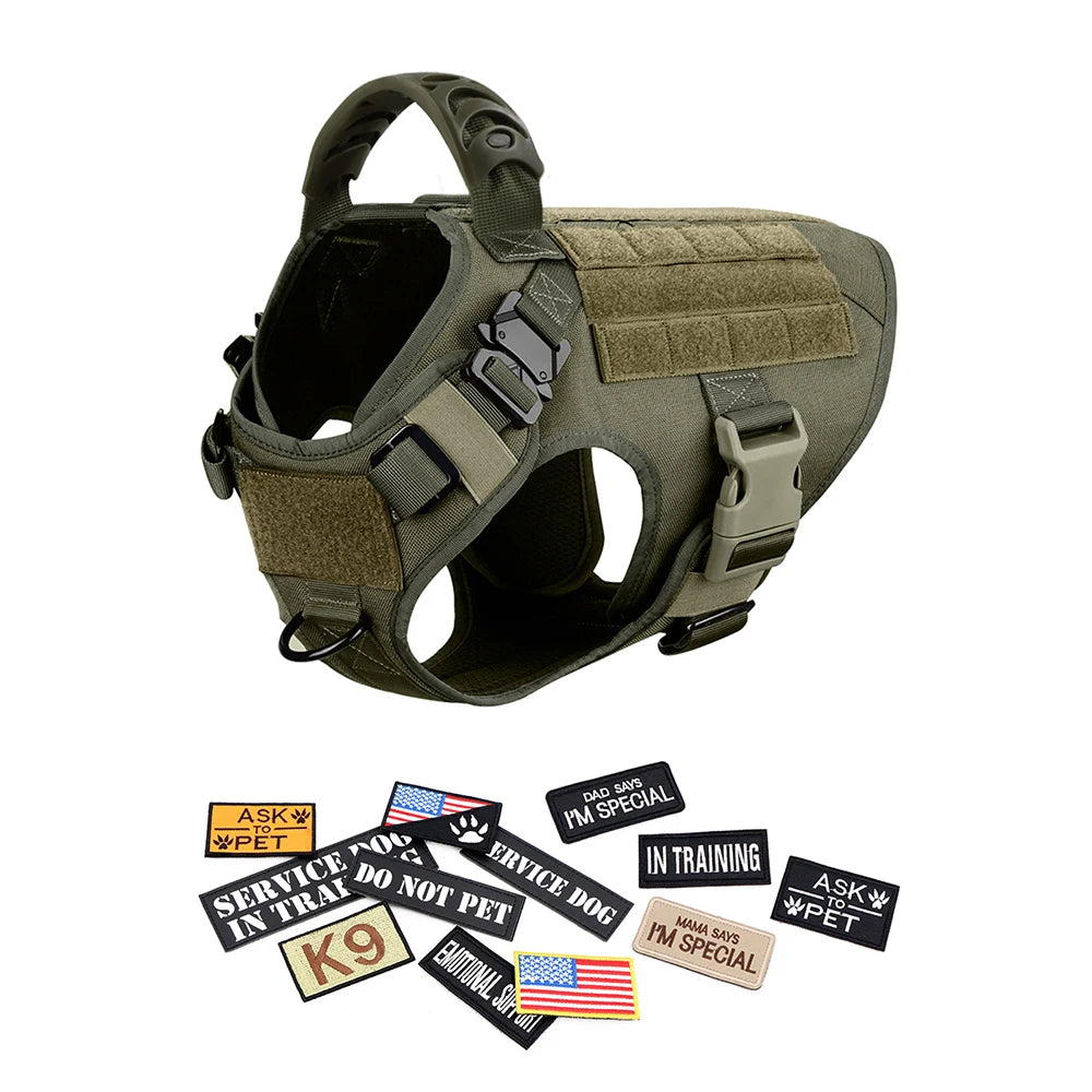 PETRAVELCN Military Large Dog Harness Vest Patches Set