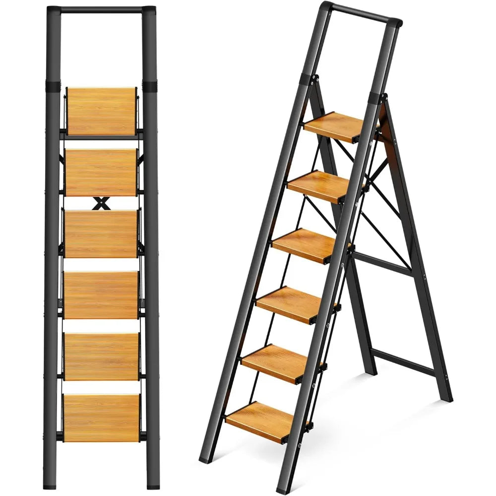 Aluminum Folding Step Ladder With Anti Slip Wide Pedals