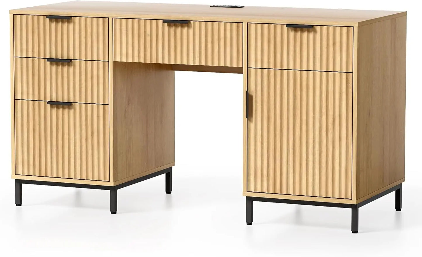 DAFIFY Fluted Executive Desk With File Drawer